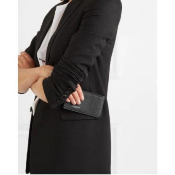 SAINT LAURENT Fragment logo printed zipped leather card holder coin case - Picture 2 of 5